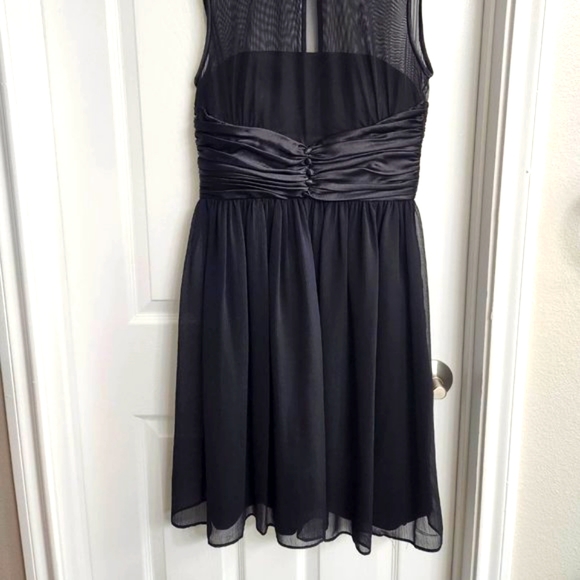 Maggy London little black dress with illusion neckline (Size 8) - Picture 3 of 7